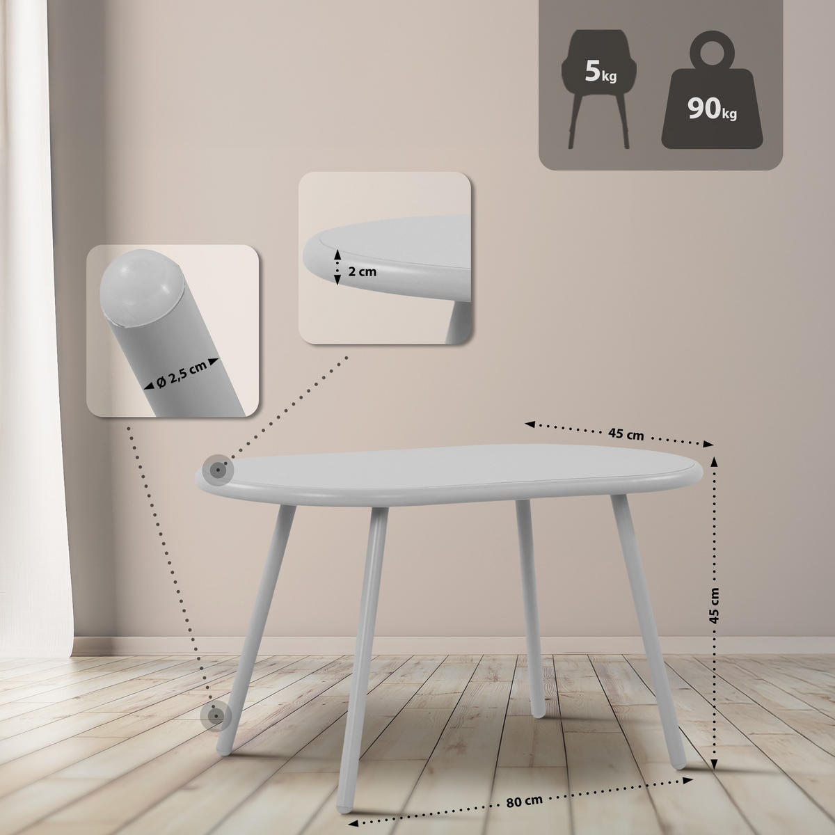 GARTENSITZGRUPPE Kunststoff Hellgrau (3-teilig) - Hellgrau, Kunststoff - CLP