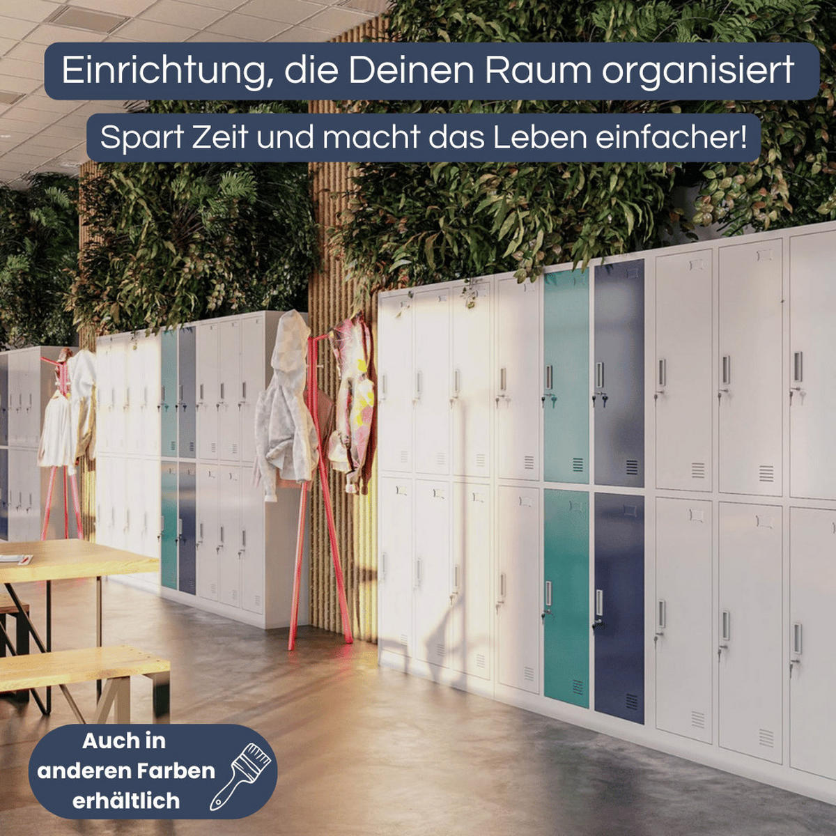 UMKLEIDESCHRANK Spind TOKIO 6 Abteile 185x90x45cm Anthrazit-Blau - Anthrazit, Metall (90/185/45cm) - DELUKE