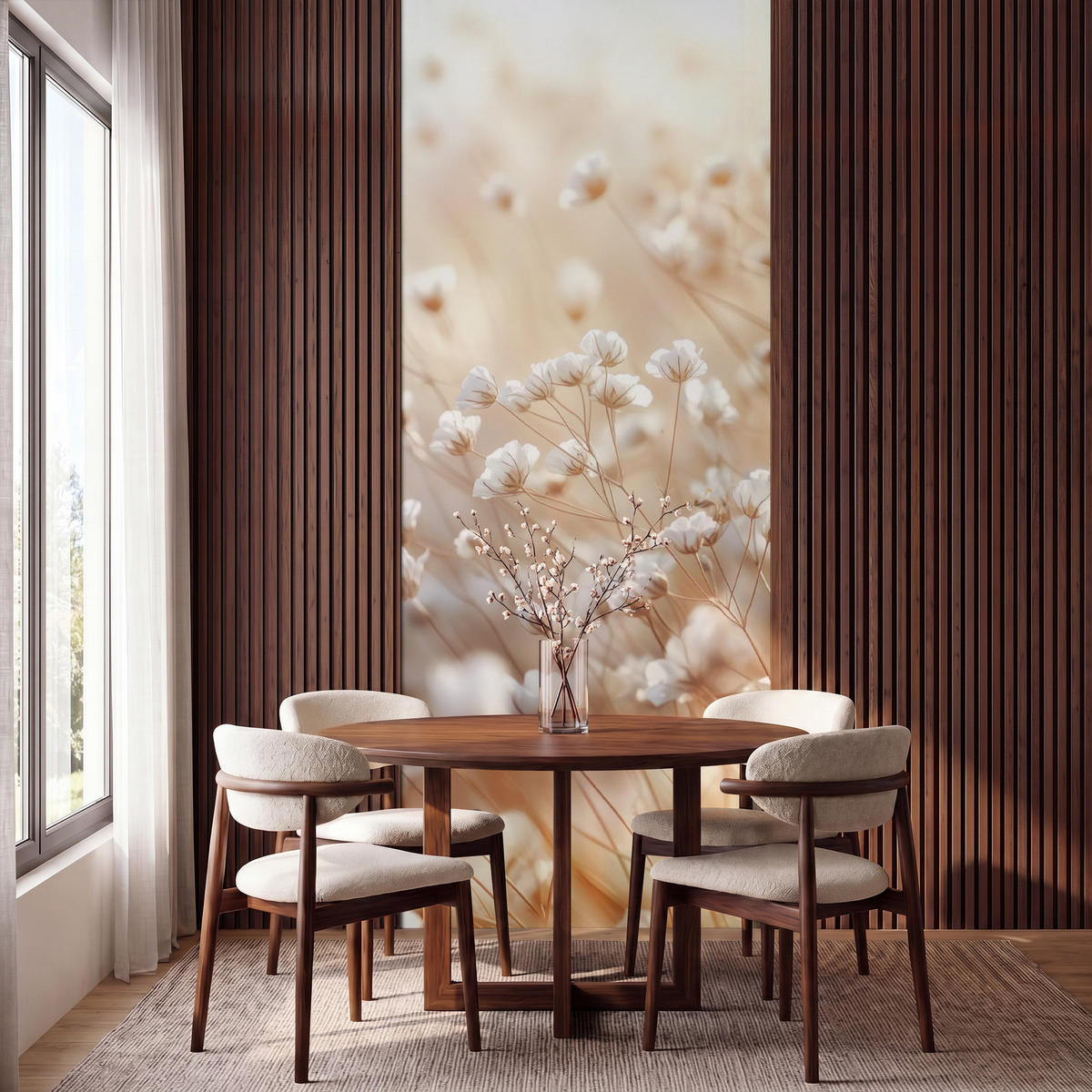 TAPETE - Wild - Blumen - Weiß - 120x300 cm - Creme, Papier (120/300cm) - OnlyWow