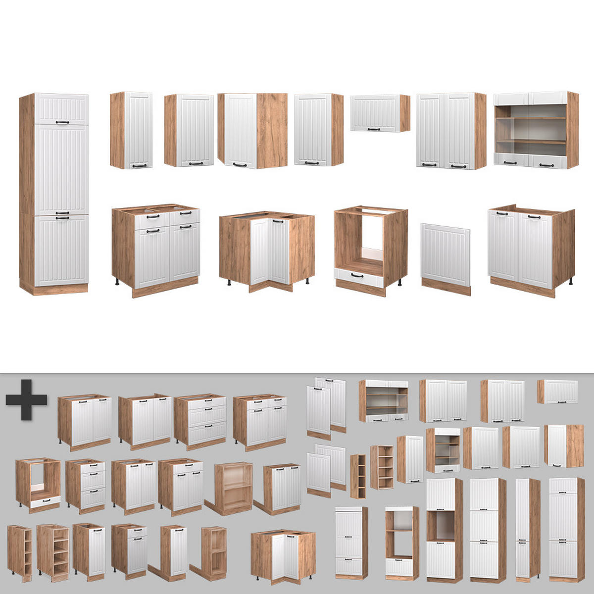 ROHOVÁ KUCHYŇ Fame-Line Bílý venkovský dům - bílá/medově dubová, kompozitní dřevo (227/81.6/60cm) - Vicco