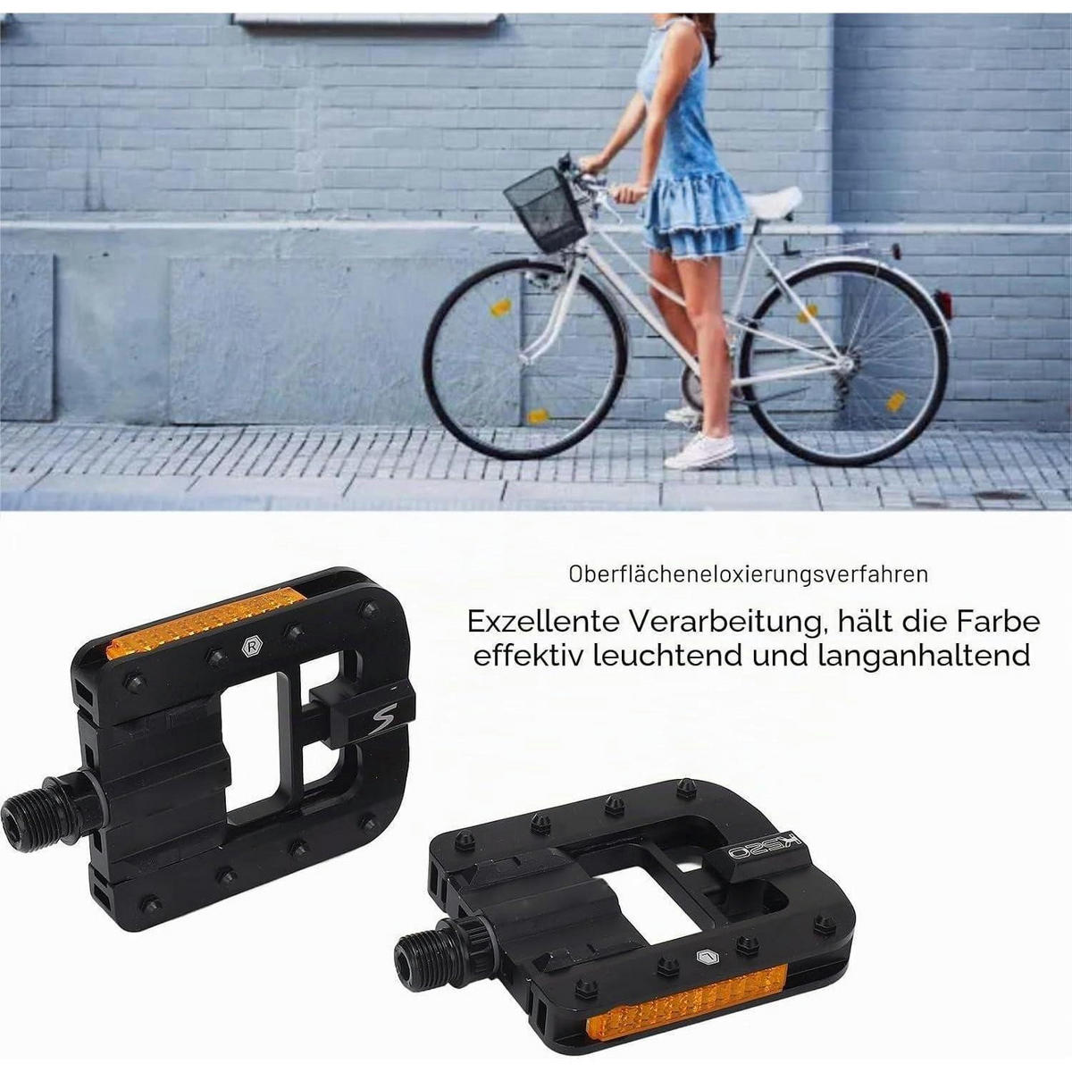 FAHRRADPEDALE Aluminiumlegierung klappbar rutschfest - Schwarz, Metall (9/3/10cm)