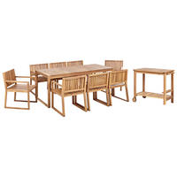 GARTENMÖBEL-SET 8-Sitzer Heller Holzfarbton Sassari II - Hellbraun, Holz - Beliani
