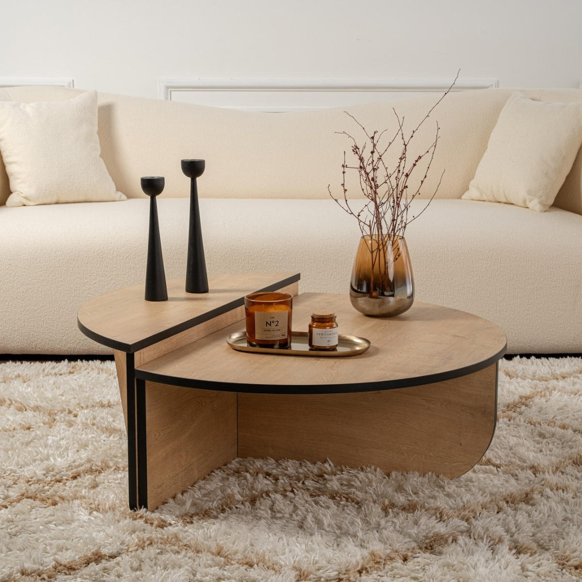 COUCHTISCH orion Chêne à miel - Schwarz, Holzwerkstoff (9.5/90/35cm) - Calicosy