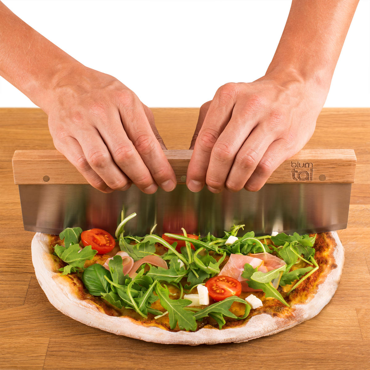 PIZZASCHNEIDER Lovisa - Edelstahlfarben, Holz/Metall (7/1/7cm) - Blumtal