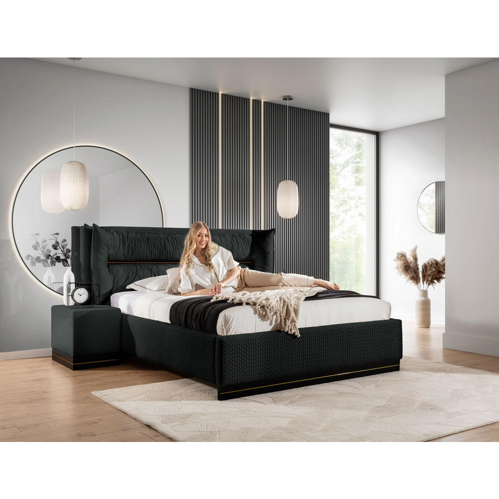Thumbnail - Fun Möbel Polsterbett, Schwarz, Textil, 180x200 cm, Schlafzimmer, Betten, Polsterbetten