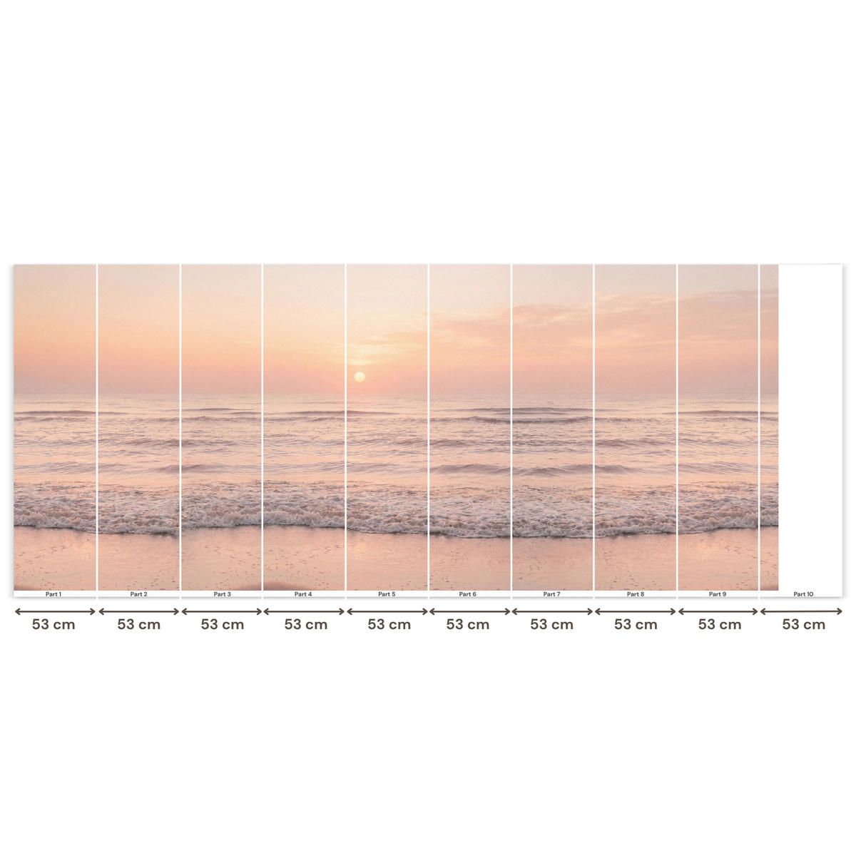 TAPETE - Sonne - Strand - Rosa - 450x200 cm - Hellrosa, Papier (450/200cm) - OnlyWow