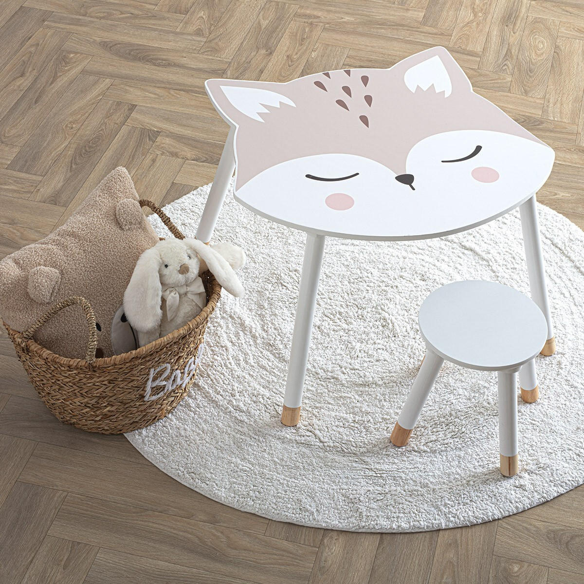 KINDERTISCH mit Beinen aus Kiefernholz Fuchs 62/64/43 cm - Multicolor, Holzwerkstoff (64/43/62cm) - Atmosphera for kids