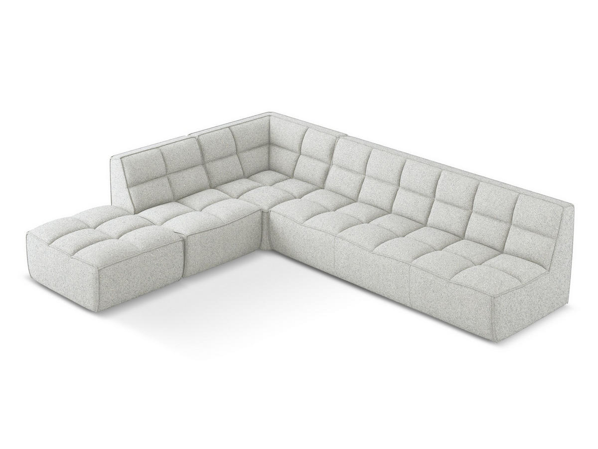 ECKSOFA Beidseitig Strukturstoff Stoff Beige - Beige/Schwarz, Kunststoff/Textil (308/258cm) - Makamii