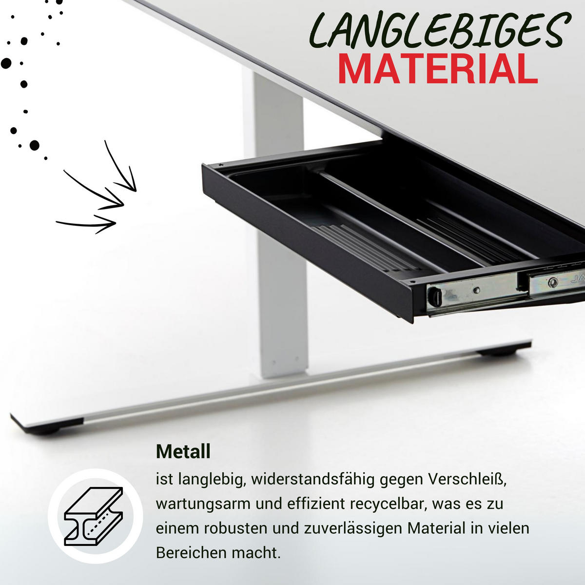 SCHUBLADE DeskMate 18,6/42,5/4,3 cm in Weiß - Weiß, Metall (18.6/42.5/4.3cm) - bümö