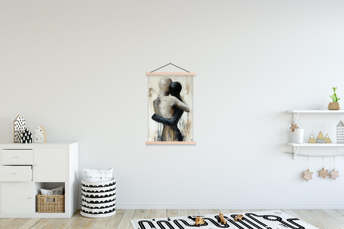POSTER Abstrakt - Liebe - Schwarz und weiß - Modern 60x90 cm - Schwarz, Textil (60/90/0.15cm) - MuchoWow