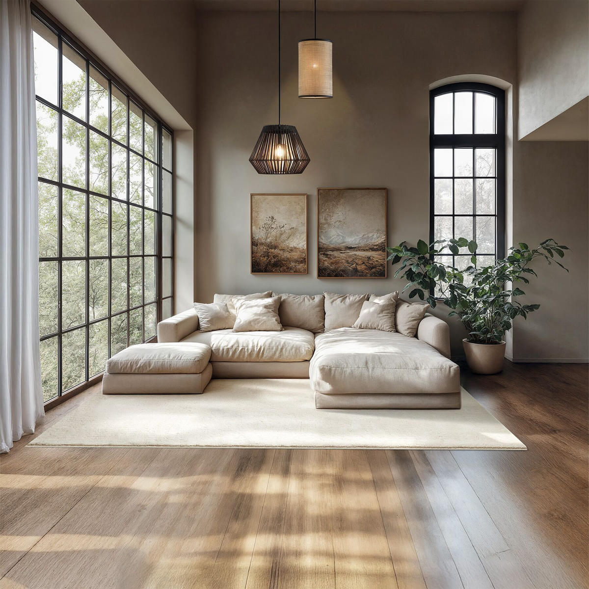 KURZFLORTEPPICH Soft Zone,rutschfeste Unterseite,creme - Creme, Kunststoff (230/160cm) - tectake