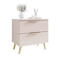 NACHTKOMMODE LINA KASCHMIR 2S auf schrägen Beinen LED goldene Beine und Griffe - Kaschmir, Holzwerkstoff (55/55/37cm) - Lookway
