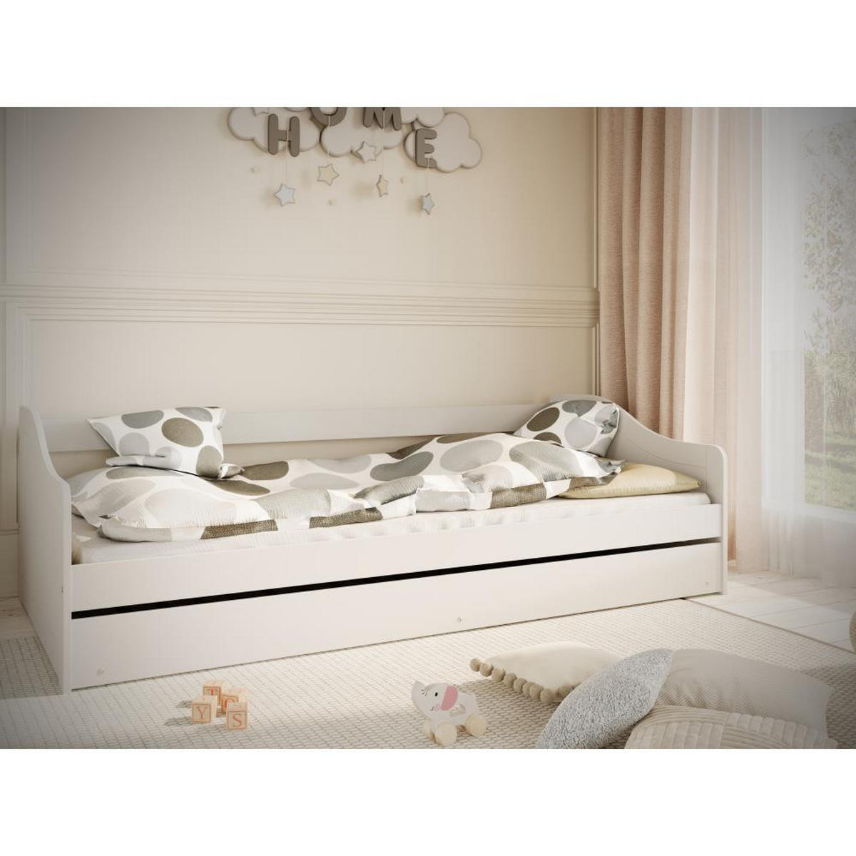 JUGENDBETT Blanka 90/200 weiß ohne Matratze - Weiß, Holzwerkstoff (90/200cm) - Beautysofa