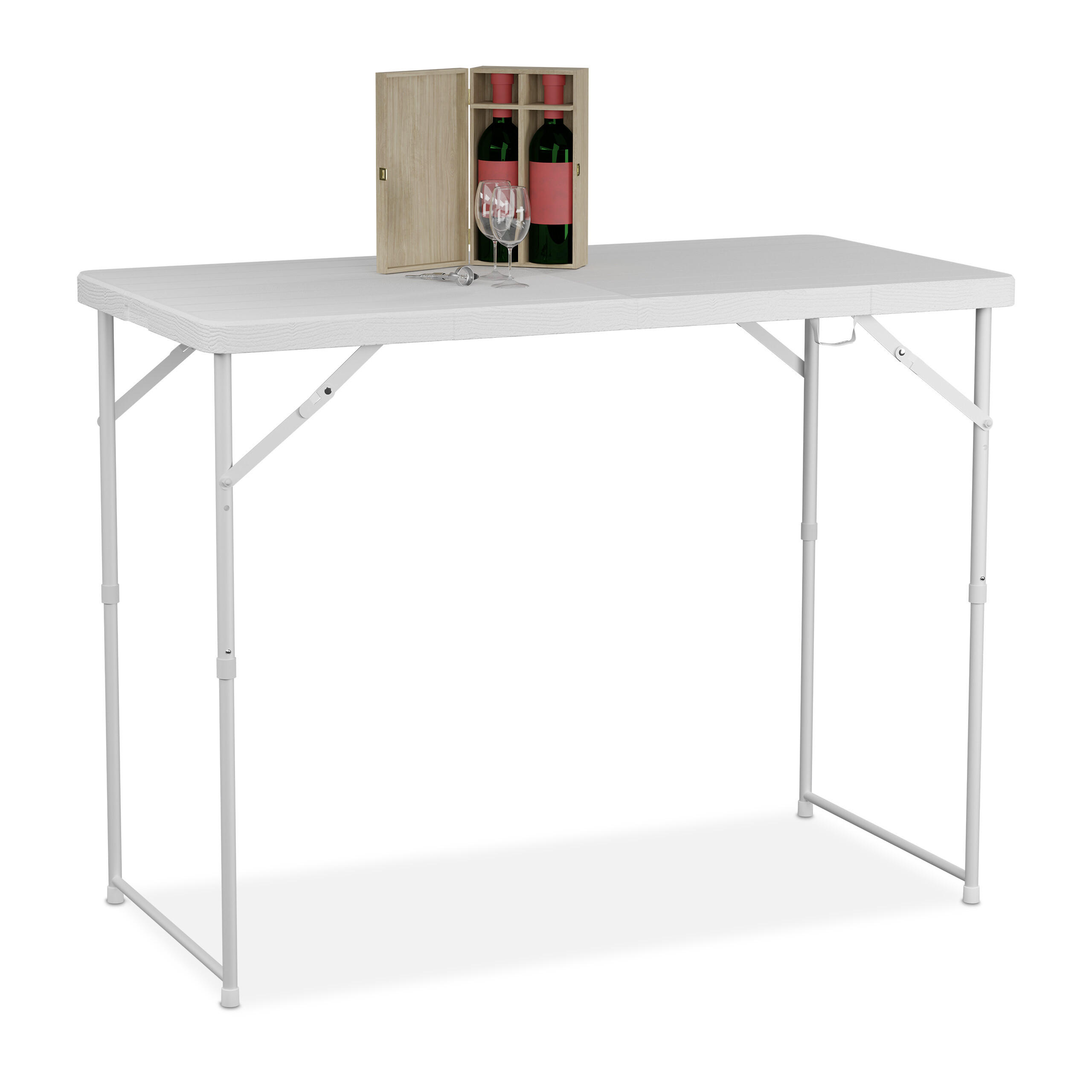 GARTENTISCH - Weiß, Kunststoff/Metall (60/120/74cm) - Relaxdays
