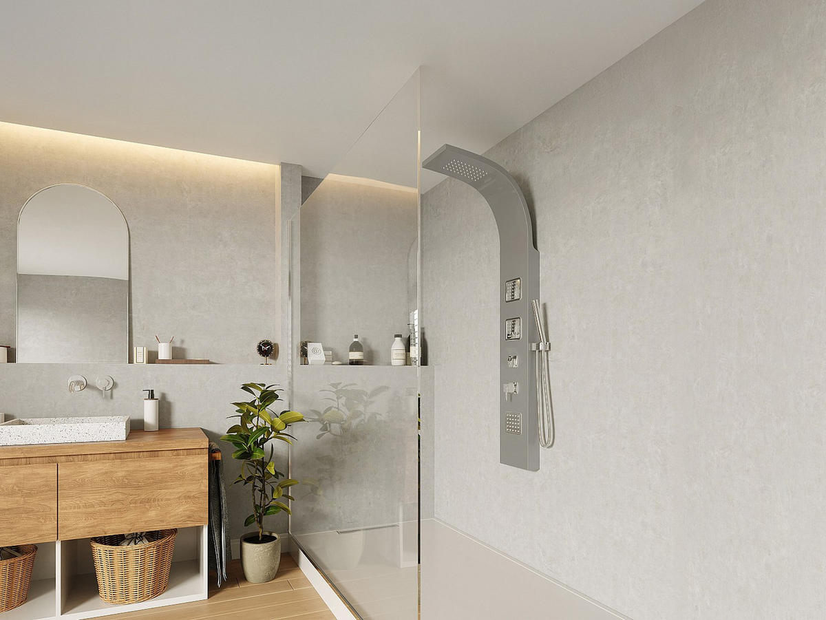 DUSCHSÄULE mit Hydromassage - Silberfarben - 20 x 150 cm - TYRA - Silberfarben, Metall (20/150/45cm) - Vente-Unique