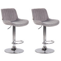 BARHOCKER 2er Set Lentos Samt chrom grau - Chromfarben/Grau, Textil/Metall (50/108/50cm) - TPFLiving
