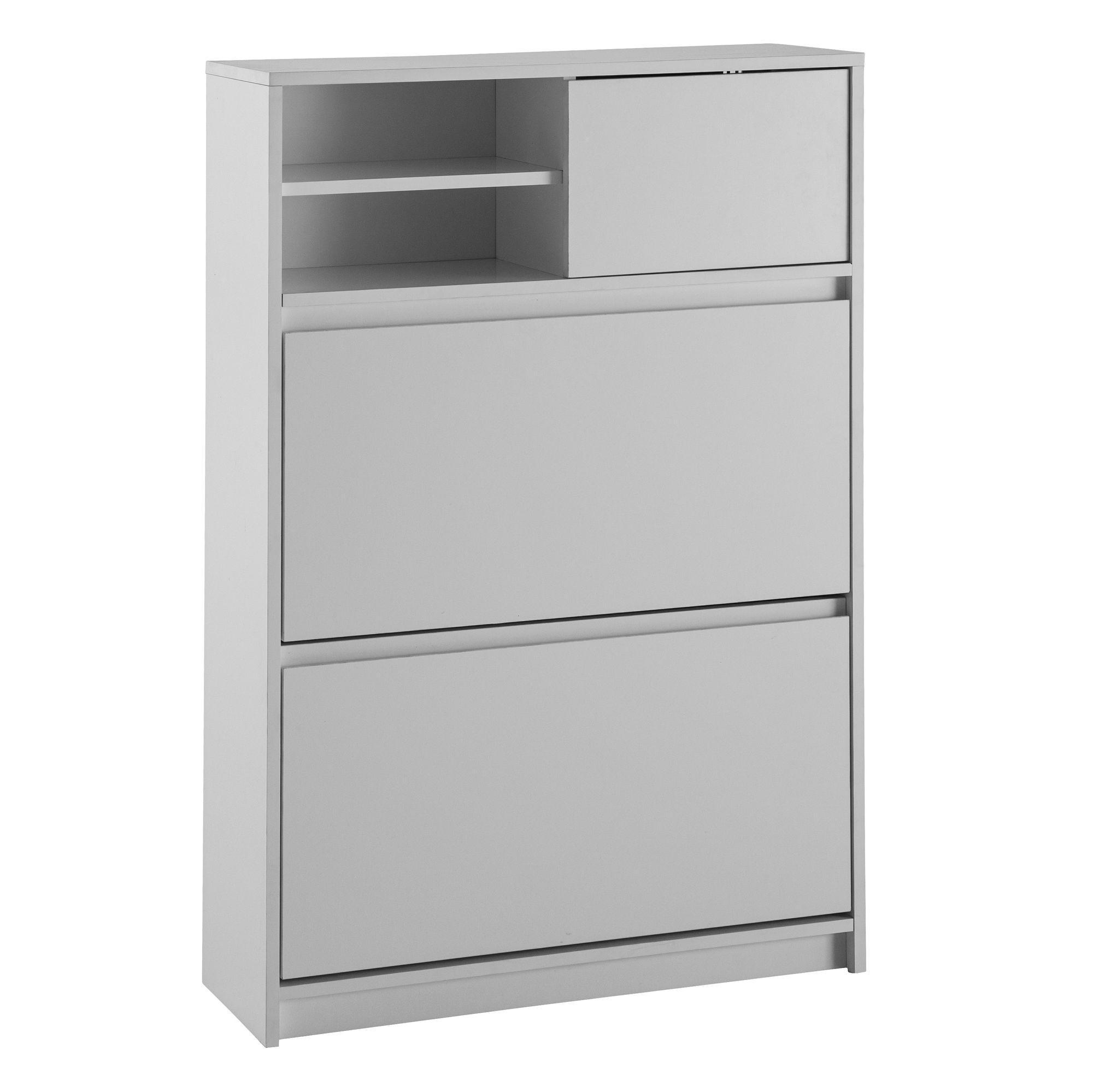 SCHUHSCHRANK – Weiß, 71x110x24 cm, Schuhkipper geschlossen, mit Ablage - Weiß, Metall (71/110/24cm) - KADIMA DESIGN