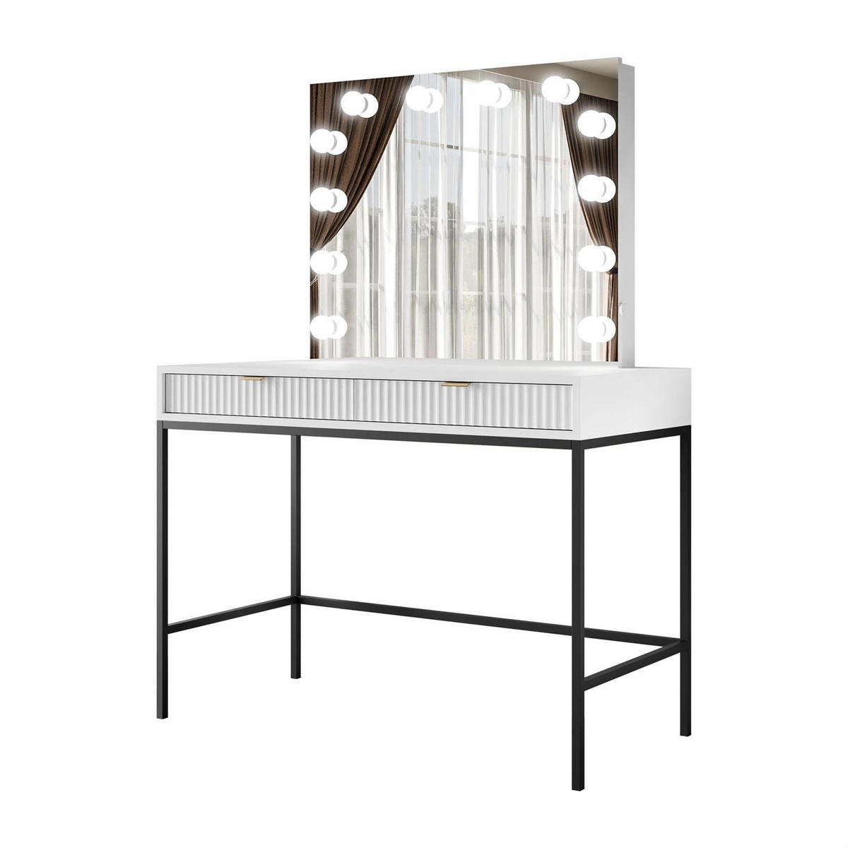 SCHMINKTISCH MIT SPIEGEL CORTADO ELITE WEISS - Weiß, Holzwerkstoff (104/78/50cm) - Lookway