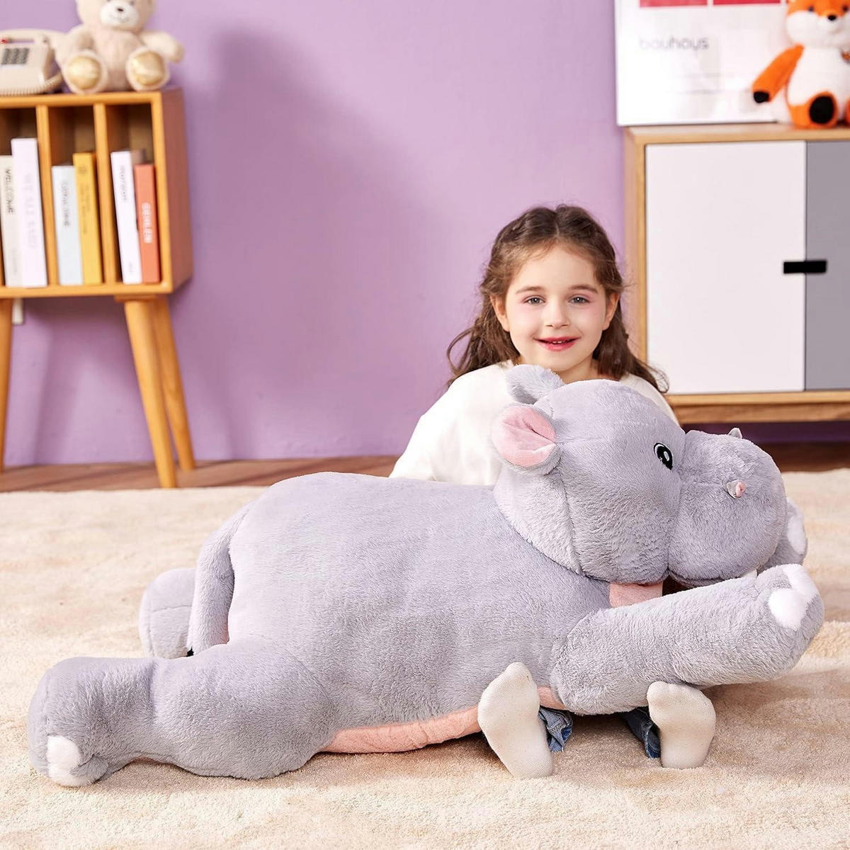 STOFFTIER Nilpferd 78 cm - Grau, Textil (33/78cm)