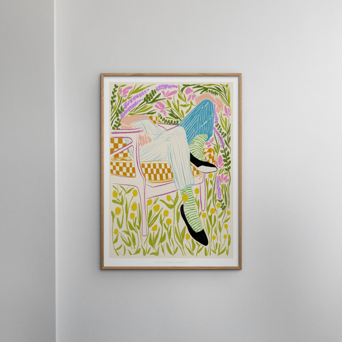 POSTER mit Rahmen Jenny Liz Rome - Quiet in the Garden 2 - Eichefarben/Multicolor, Holz/Papier (70/100cm) - Poster&Frame