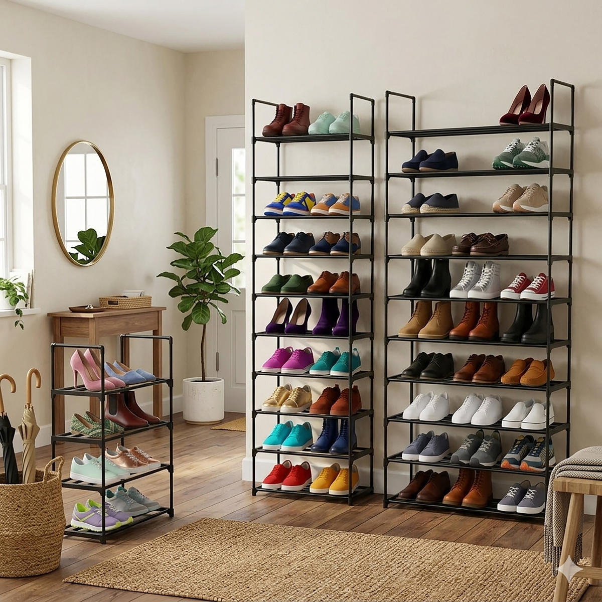 BOTNÍK - černá, kov/plast (45/89/30cm) - Relaxdays