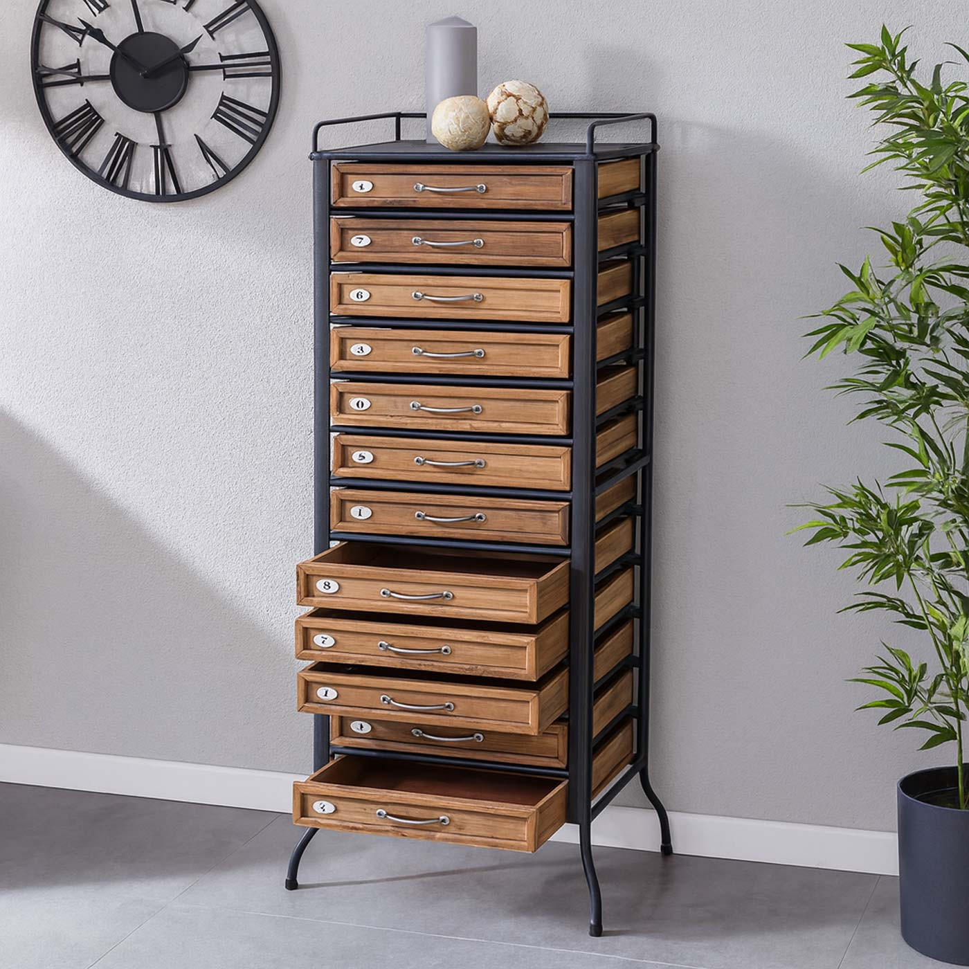 APOTHEKER-SCHRANK Braun, Schwarz - Schwarz/Braun, Holz (55/129/38cm) - MCW