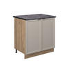 SPÜLENUNTERSCHRANK Fame-Line GrauBeige 80 cm mit Regal, AP Anthrazit - Greige/Eiche Wotan, Holzwerkstoff (80/82/60cm) - Vicco