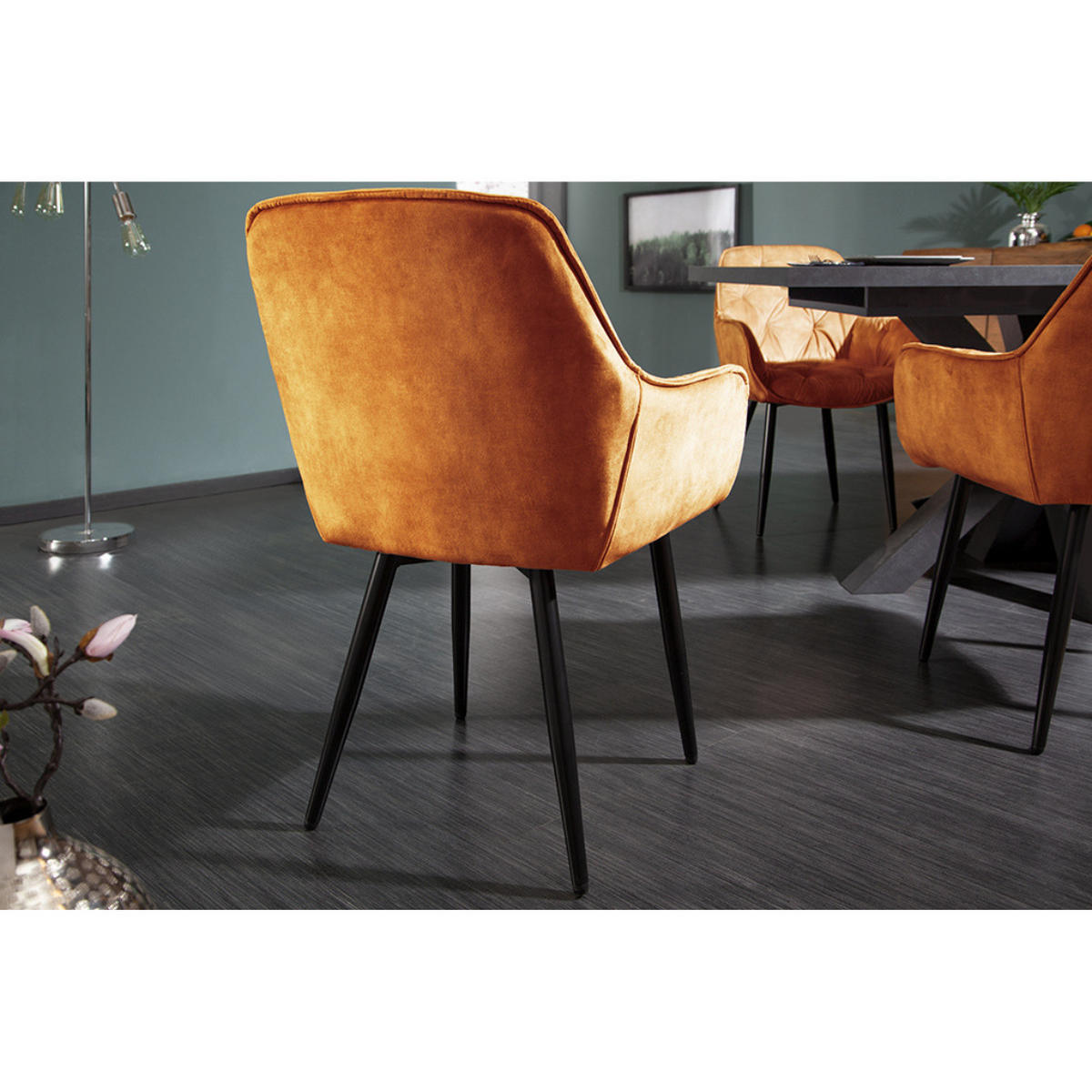 STUHL MILANO Samt Senfgelb, Schwarze - Gelb, Textil (59/84/62cm) - riess-ambiente