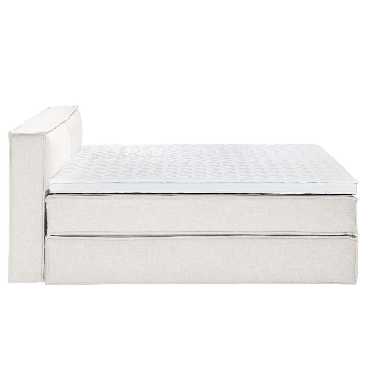 BOXSPRINGBETT mit Kopfteil - Premium - Weiß, Textil (200/220cm) - home24