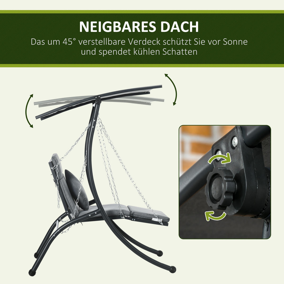 HOLLYWOODSCHAUKEL dunkelgrau - Dunkelgrau, Metall (108/169/145cm) - LEBENLANG