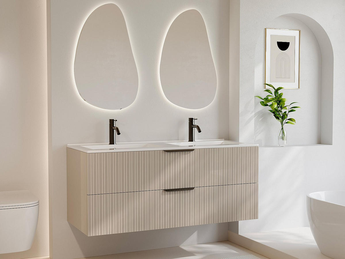 DOPPELWASCHTISCH - 120 cm x 46 cm - holz - beige Daliko - Weiß, Holz (120/50/46cm) - Vente-Unique