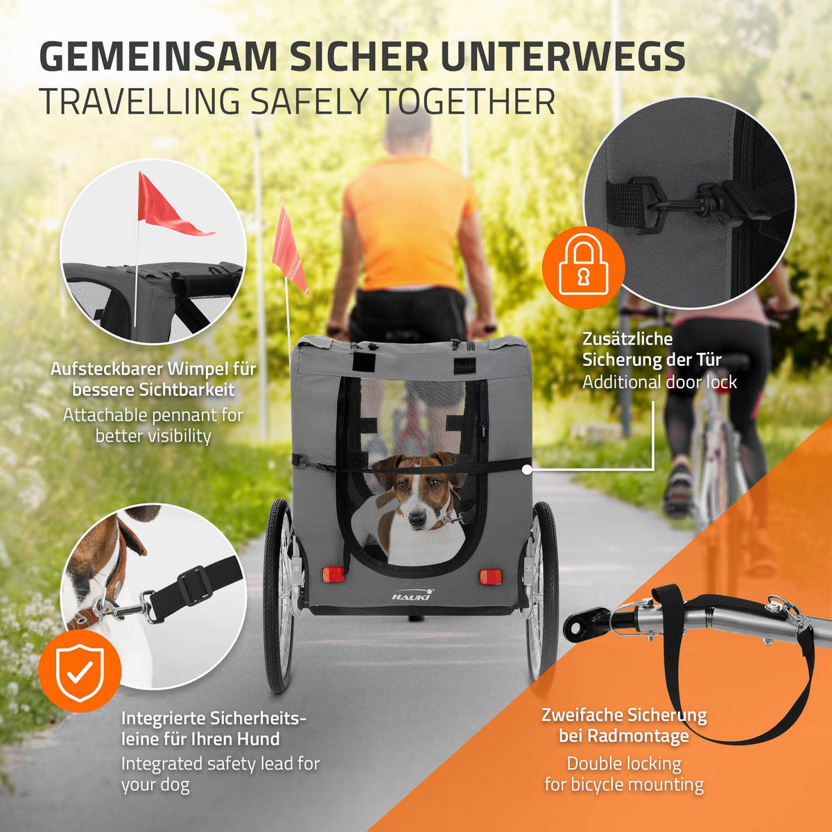 FAHRRAD-HUNDEANHÄNGER - Grau, Metall (72/123/130cm) - Hauki