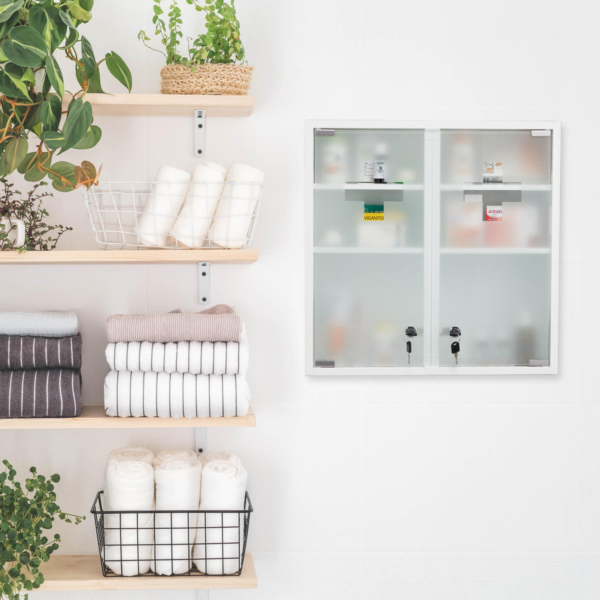 MEDIZINSCHRANK - Multicolor, Glas/Metall (52.5/53/15.5cm) - Relaxdays