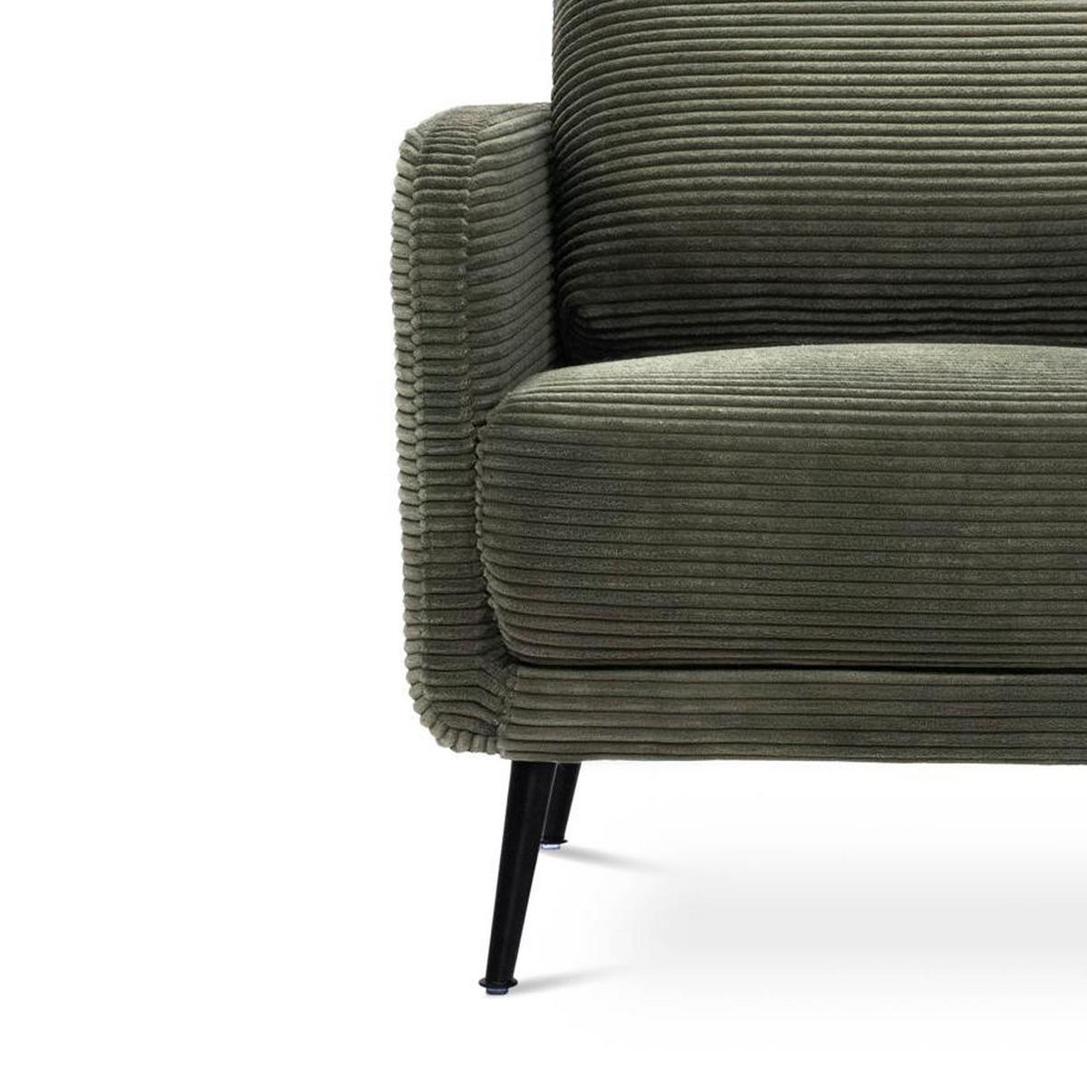 DESIGNER-SESSEL Emma aus salbeigrünem Cord - Salbeigrün/Schwarz, Holz/Holzwerkstoff (71/81/75cm) - Sicaan
