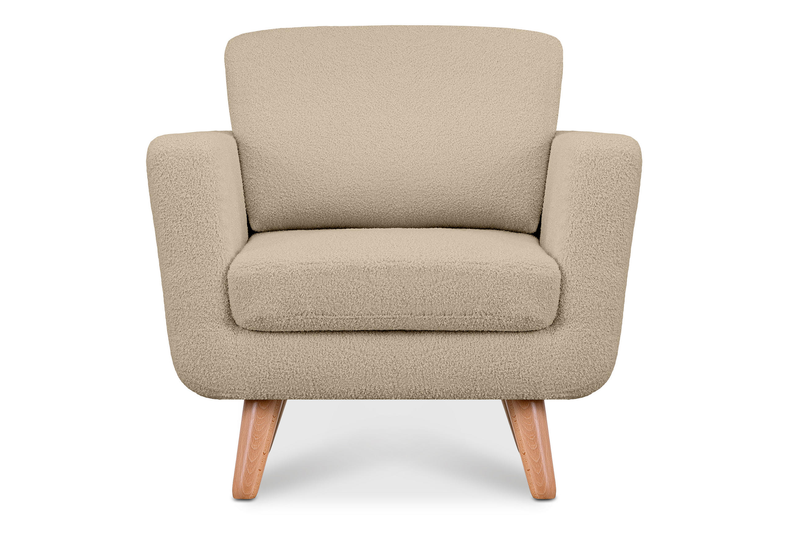 SESSEL TAGIO Massivholz-Beine, Beige - Beige/Braun, Buchenholz/Textil (86/80/88cm) - KONSIMO®
