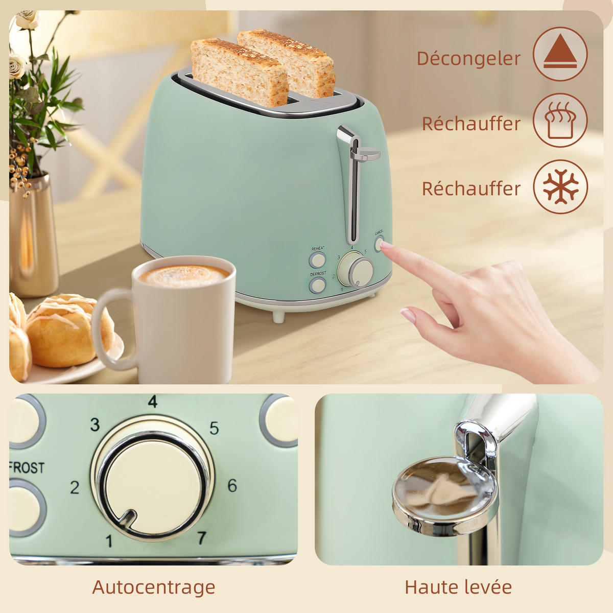 WASSERKOCHER-TOASTER-SET DE-17459 Grün - Grün, Metall (15.6/24.2/21.5cm) - ComfortXL