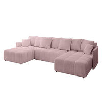WOHNLANDSCHAFT LONLI-U 355x189x68 Rosa Cord - Rosa, Holzwerkstoff/Kunststoff (355/68/189cm) - ALTDECOR