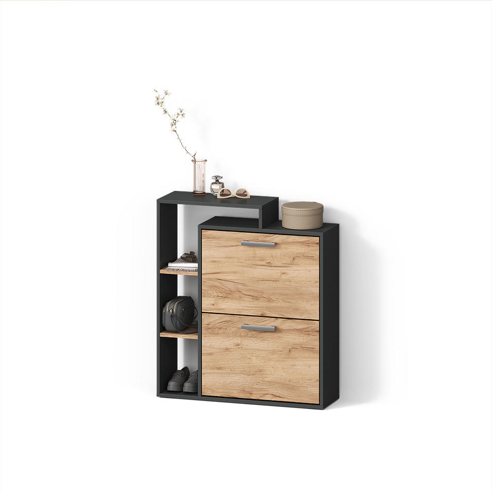 Livinity® BOTNÍK Ortello Zlatý dub power/antracit 24.5 x 90 cm 2 přihrádky