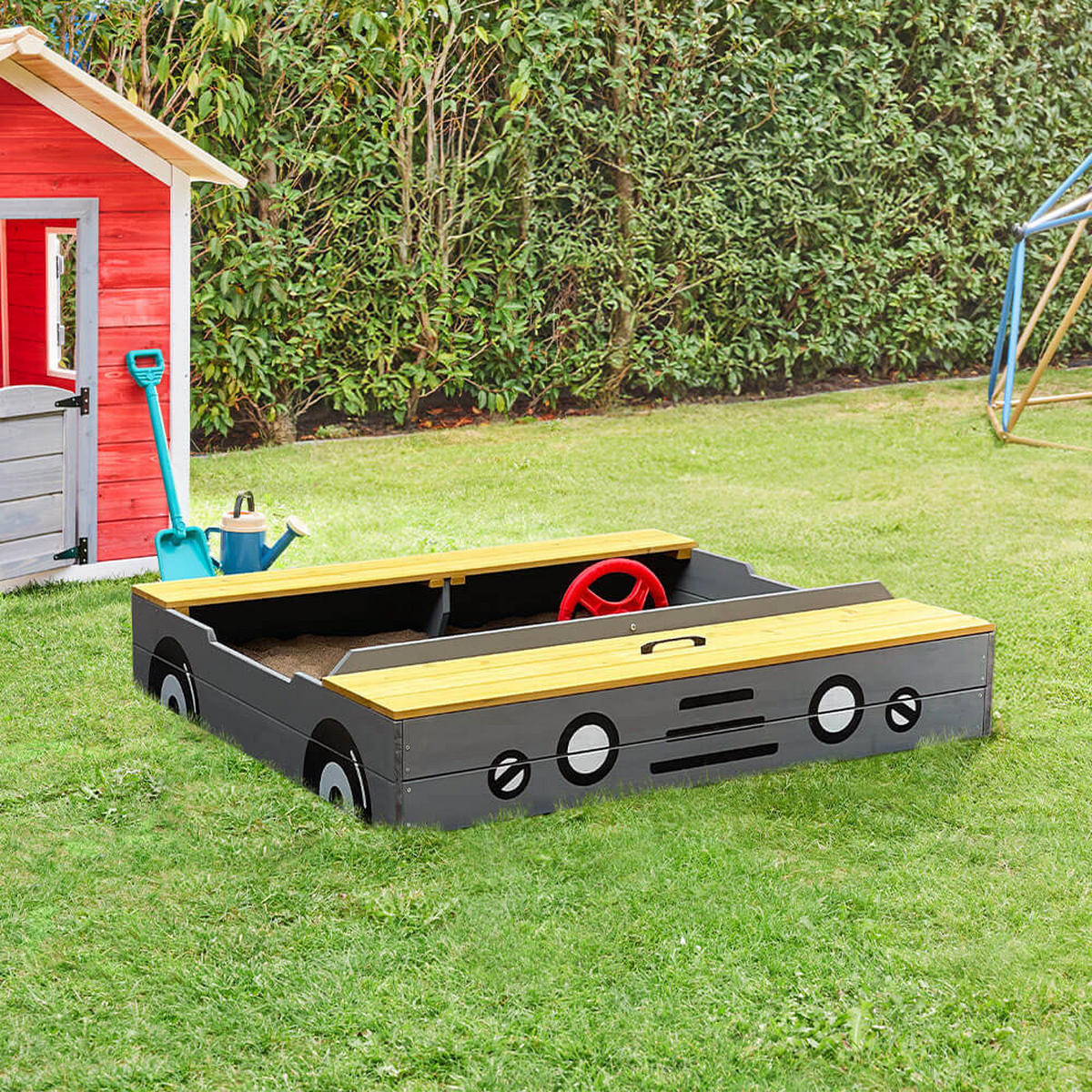 SANDKASTEN KIDDY - Farbe: Hellgrau - Hellgrau, Holz (120/120/20cm) - Home Deluxe