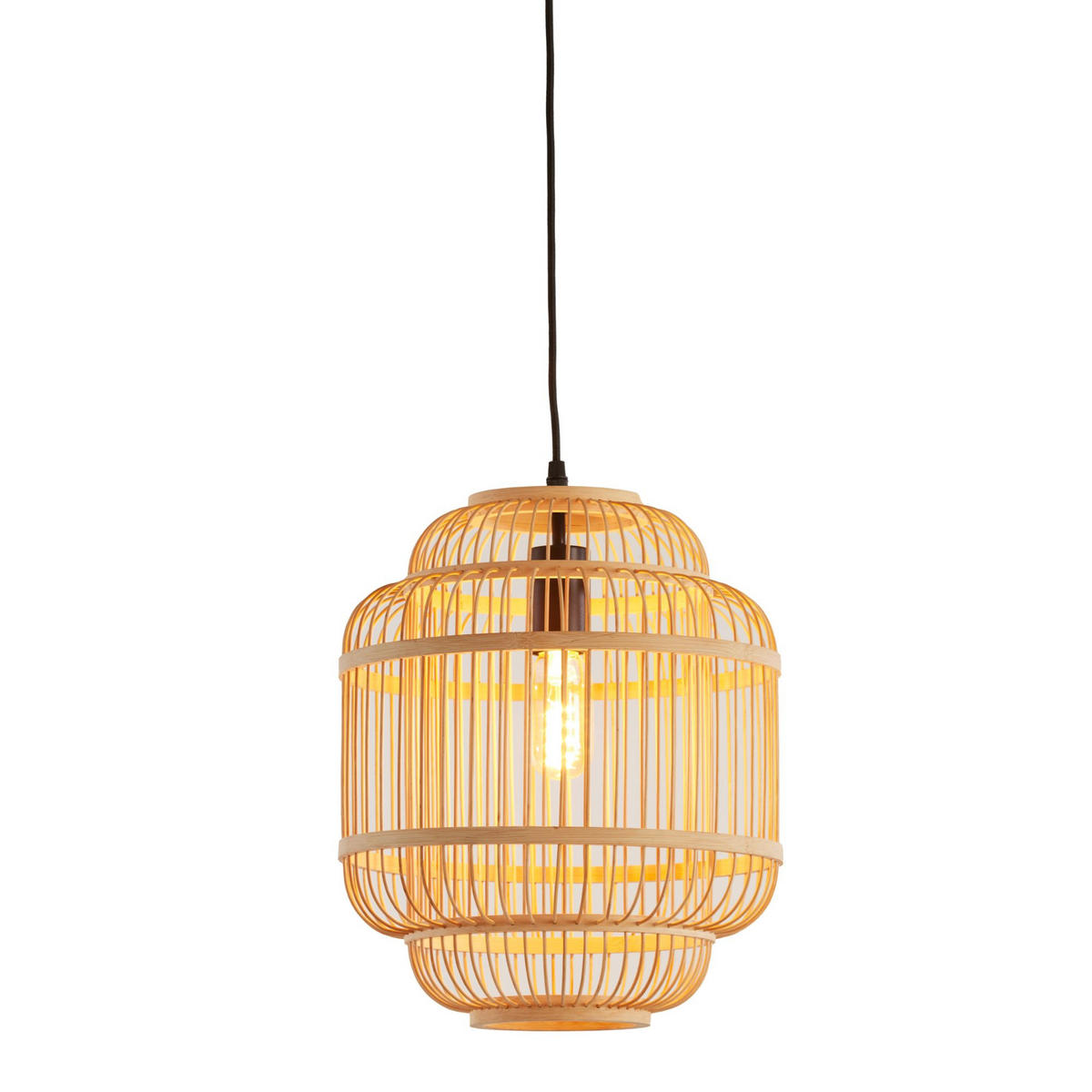 PENDELLEUCHTE Jeppe Bambus Natürlich 30/30/36 cm - Naturfarben, Holz (30/30/36cm) - Luqaza