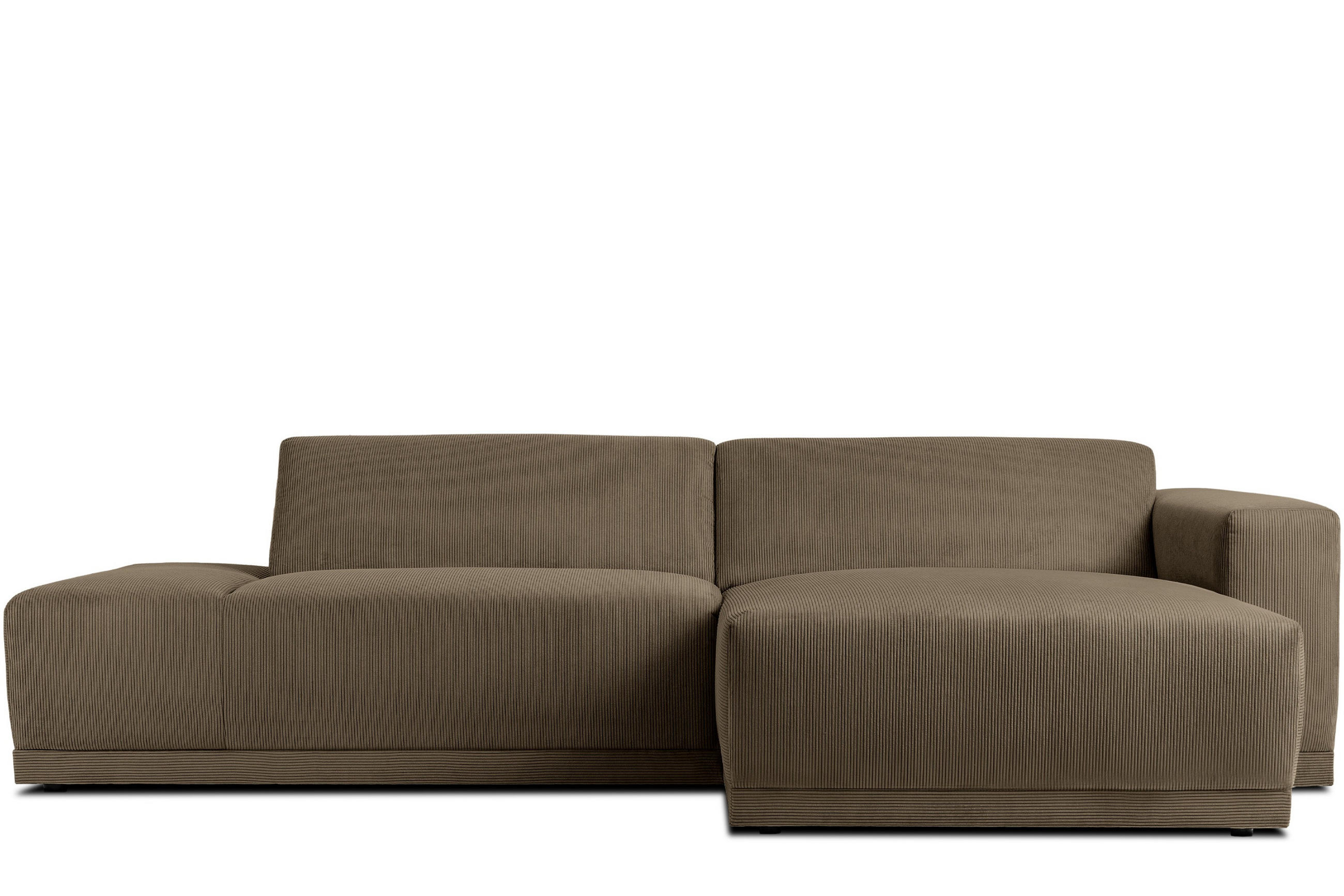 ECKSOFA-RECHTS MUDI in moderner Optik mit hochwertigem Kaltschaum, Cord-Stoff, braun - Schwarz/Braun, Textil (280/160cm) - KONSIMO®