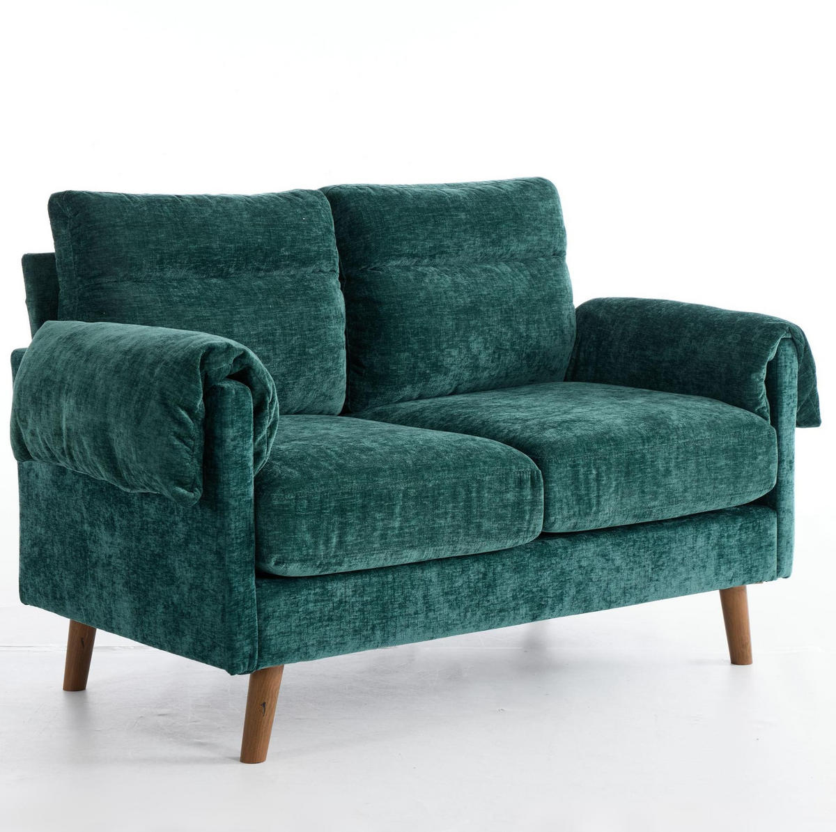 ZWEISITZER-COUCH 2-Sitzer Chenille Grün - Grün, Holzwerkstoff (70/85/124cm) - Meubliv