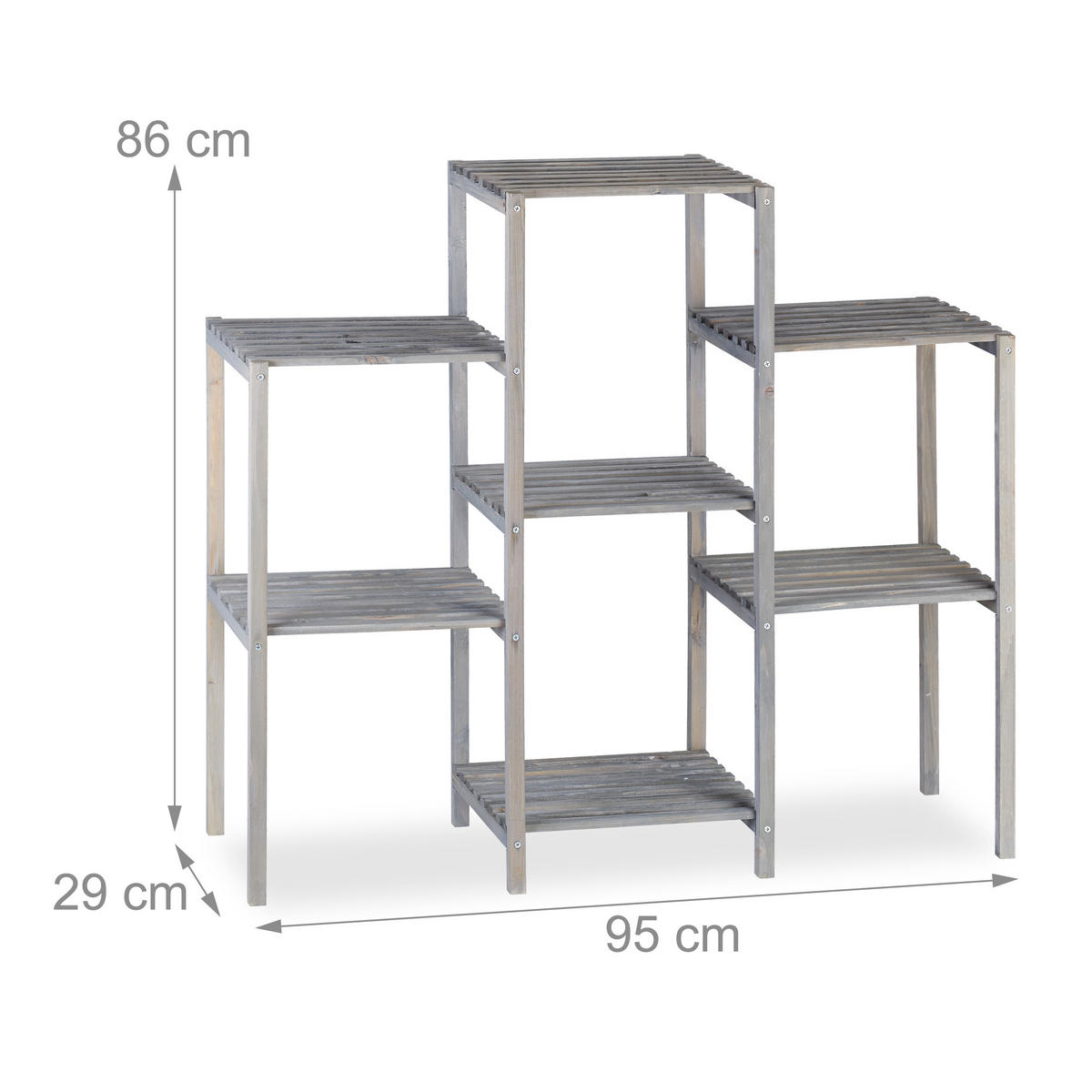 BLUMENREGAL - Grau, Holz (95/86/29cm) - Relaxdays