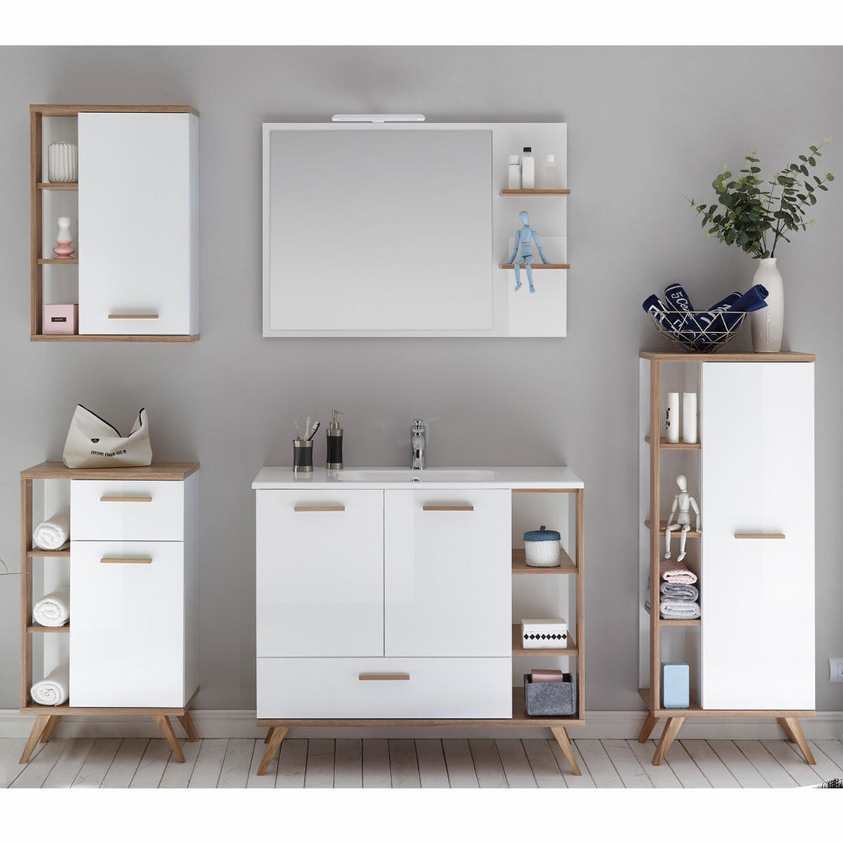 WASCHTISCH Malanje-66 - Weiß, Holzwerkstoff (101/90/46cm) - Lomado