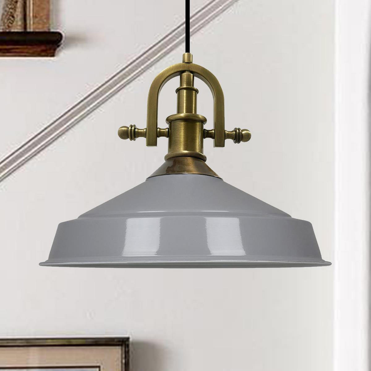 PENDELLEUCHTE Asletl-Marine - Grau/Grün, Metall (41/41/28cm) - Bamyum