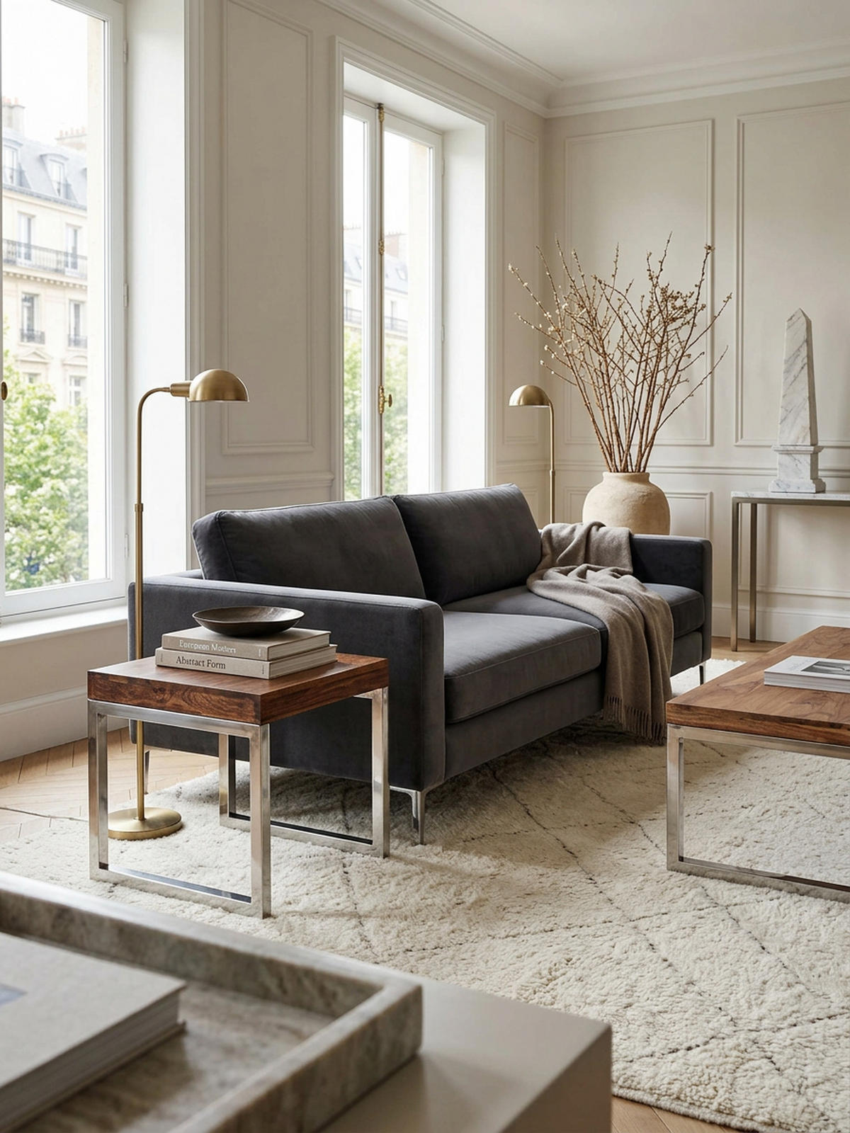 COUCHTISCH Massivholz Metallgestell Pflegeleicht, Braun 45x45x40 cm - Silberfarben/Braun, Holz/Metall (45/45/40cm) - KADIMA DESIGN