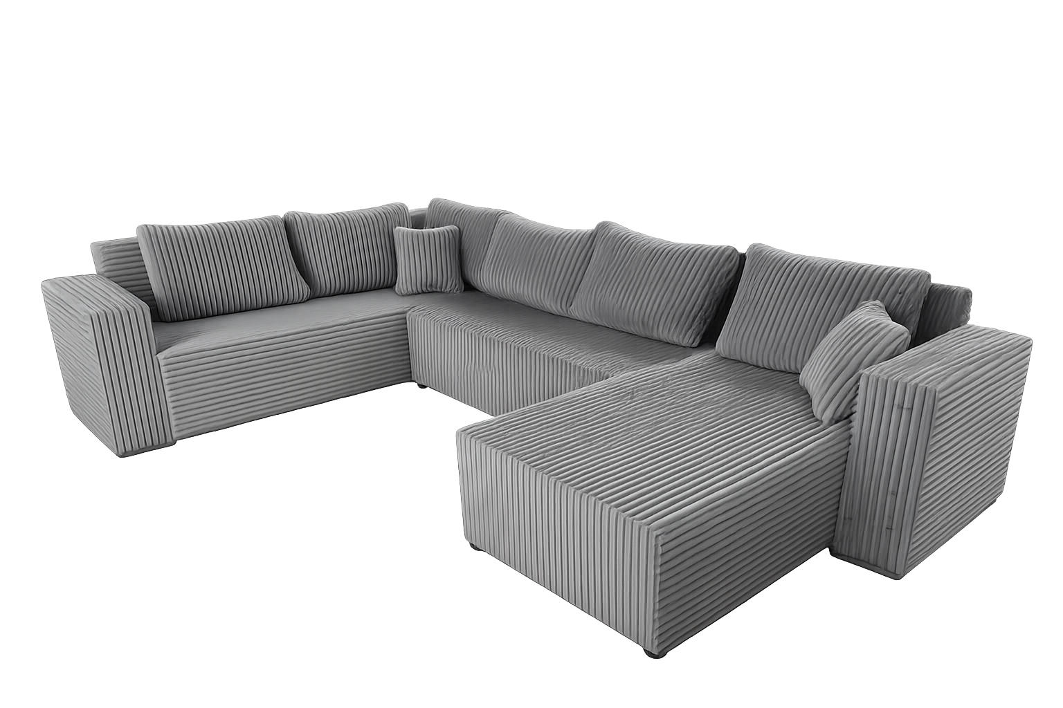 WOHNLANDSCHAFT Stylo U-Form mit Schlaffunktion & Bettkasten – Ecksofa in Cord Tilia – Breite 315 cm Grau - Grau, Kunststoff (314/90/215cm) - Wohnideebilder