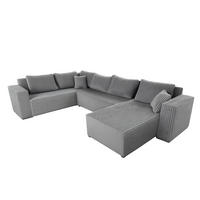 WOHNLANDSCHAFT Stylo U-Form mit Schlaffunktion & Bettkasten – Ecksofa in Cord Tilia – Breite 315 cm Grau - Grau, Kunststoff (314/90/215cm) - Wohnideebilder