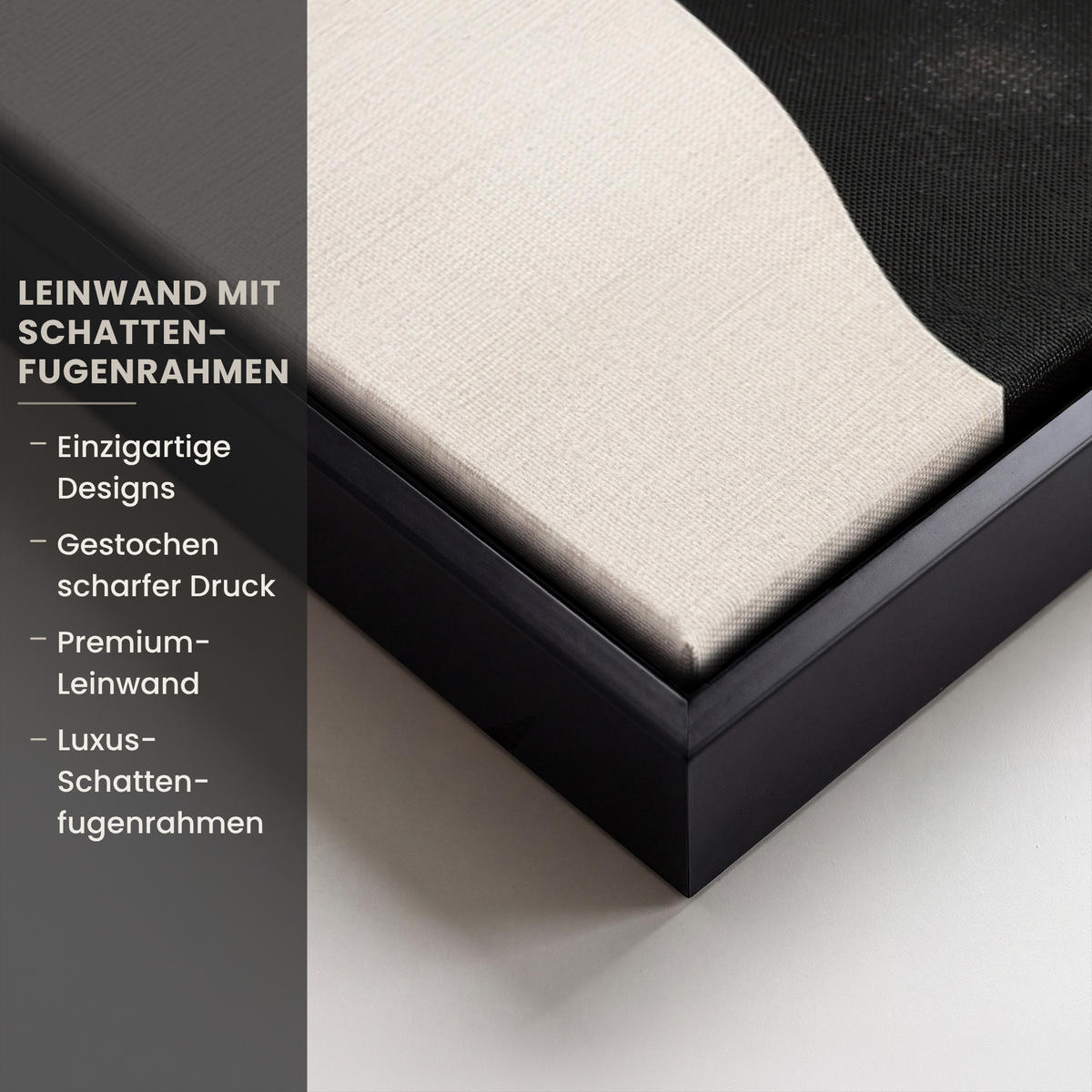 LEINWAND Bilder mit Rahmen - Abstrakt - Japandi - Beige - Modern - 100x70 - Schwarz, Textil (100/70cm) - MuchoWow