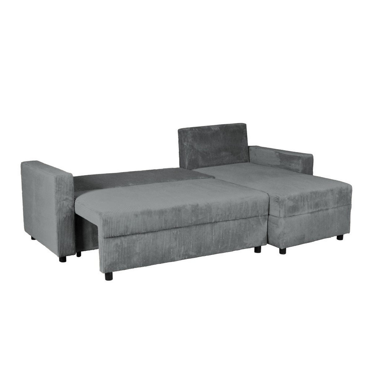 ECKSOFA THEO/ umwandelbar und wendbar, mit Truhe in Cord - Grau - Dunkelgrau, Textil (145/230cm) - Weber Industries